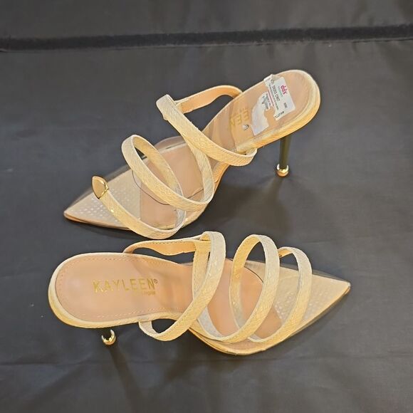BRAND NEW KAYLEEN BY LOS ANGELES NACYY-5  CLEAR SPIRAL STRAP SPIRAL STRAP  SHOE - Picture 8 of 16